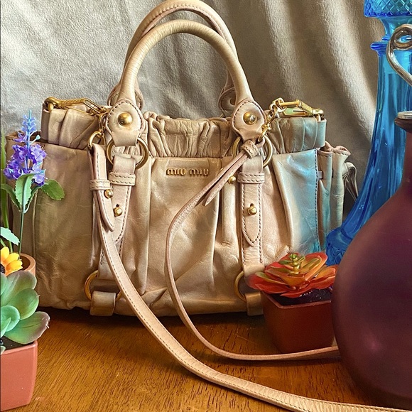 Miu Miu Handbags - 🎉🤩1-Day SALE🤩 🎉..Vntg *MIU MIU* Handbag/Crossbody in Beige w/Gold hardware👜
